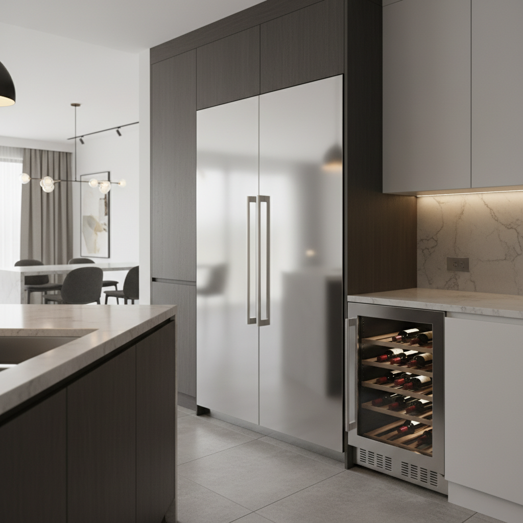 High-end built-in refrigerator and wine cooler